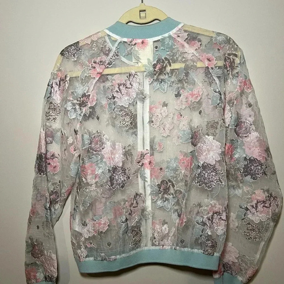 Anthropologie sheer embroidered floral jacket XS Maeve bomber - Picture 9 of 13